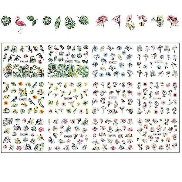 BN865 876 Blandade blommiga geometriska vattenöverföringsdekaler och klistermärken för nagelkonst