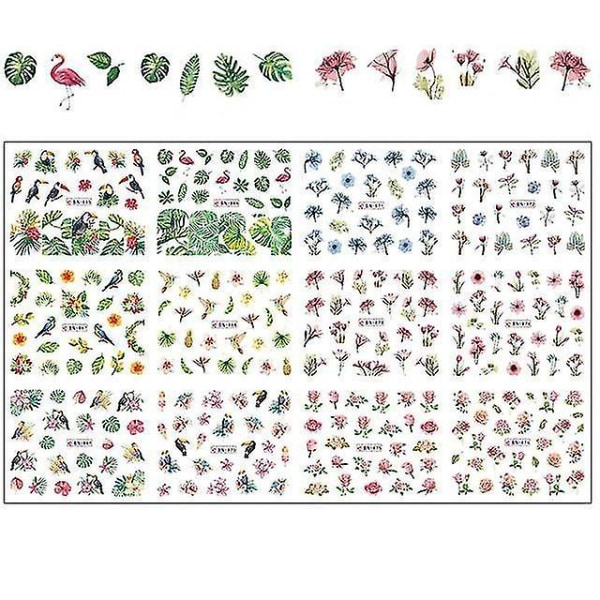 BN865 876 Mixed Floral Geometric Water Transfer Nail Art Decals & Stickers