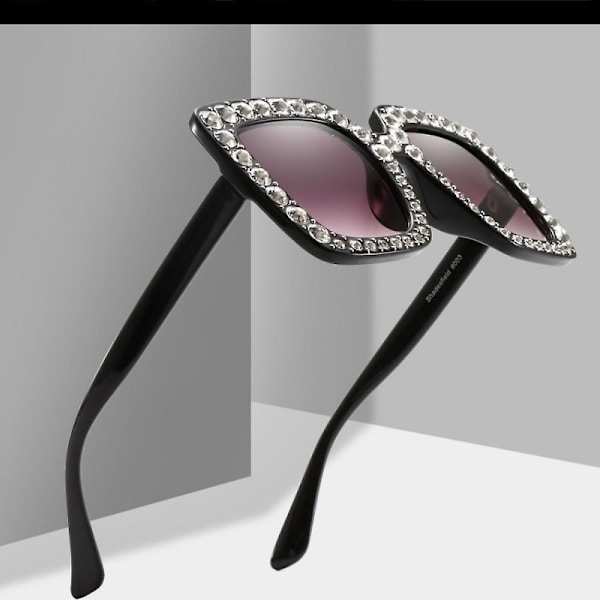 Kvadratiska glittersolglasögon Retro Tjocka bågar Solglasögon för män kvinnor - Modesolglasögon med UV-skydd för kvinnor Dam Dam Herr (Svart)