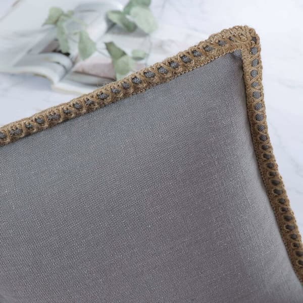 Set med 2 kuddfodral, moderna soffkuddfodral, linnetyg, 45 x 45 cm, grå