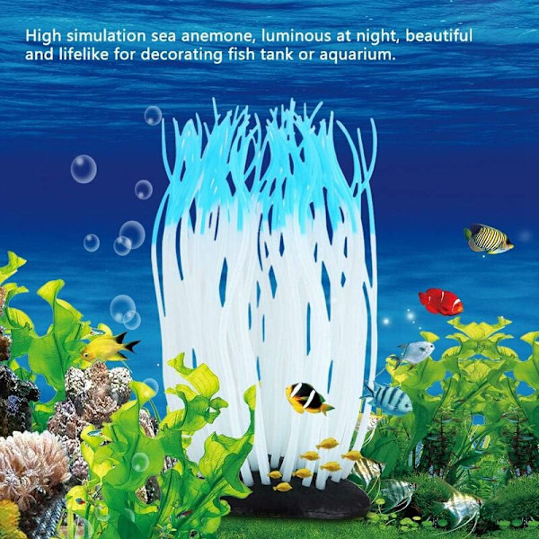 Akvarium Konstgjord Silikon Havsanemon Dekoration Simulering Havsdekoration Koralldekoration Fisk Tank Silikon Material (Blå)