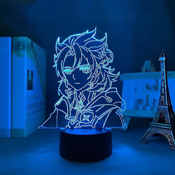 Genshin Impact Albedo Led 3d Lampe Lllusion Lys Pultlampe Japansk Anime Lys Til Barnerom Decor Nattlys Bursdagsgave Manga Gadget