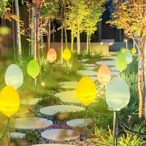 Påskdekorationer Lampa, Påskägg Lampa Led Varm Lampa String, Utomhus Golvlampa, Impervious Batteri Påsk Dekorativa Lampa String(Varm)（Vit）