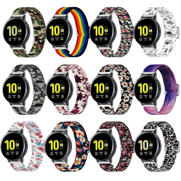 Kompatibel med Samsung Galaxy Watch Active2 Active Mjuk Elastisk Andningsbar Klockarmband Ersättning Kamouflage Grå Klockarmband färg grå