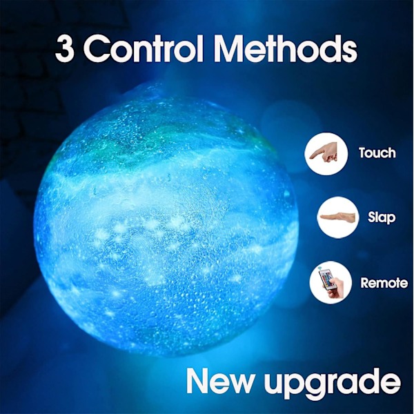 3D Galaxy Moon Lamp - Cool Galaxy Moon Night Light för barn med 16 LED-färger Touch Remote Control och trästativ