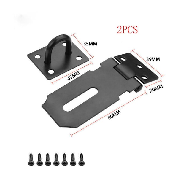 Hänglås Hasp i rostfritt stål Låshasp Hasp Dörrlås 80mm med skruvar Matt svart finish 2st