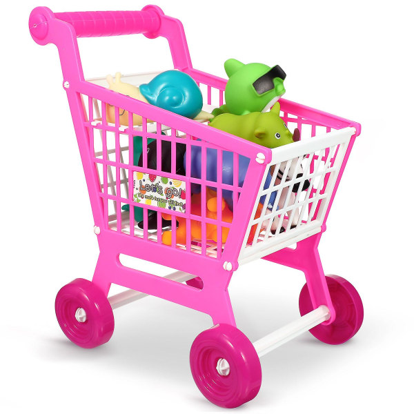 Børns supermarked vogn legetøj børns simulation indkøbskurv legetøj udsøgt gave (30X27X15CM, pink)