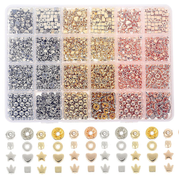 Box distanspärlor charm pärlor DIY hantverk smycken gör armband halsband örhängen pärlor (0,6X0,6 cm, som visas på bilden)