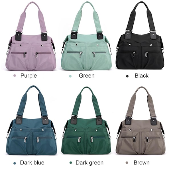Stor Utility Tote Bag för kvinnor, Zip-top lärar Tote Bag med flera fickor, Vattentät sjuksköterska väska（Brun）