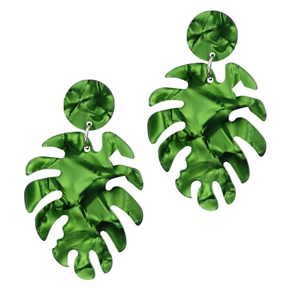 Par med Monstera-blad øredobber Dame dråpe øredobber Jenter Stud øredobber Mote øredobber (6X3,7 cm, som vist i figur 1)
