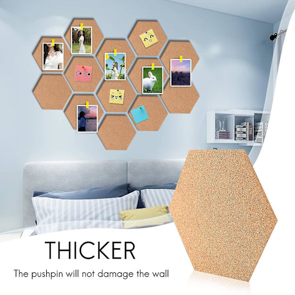 6 st Hexagonformade Korktavlor Självhäftande Tjocka Korktavlor (Träfärg)