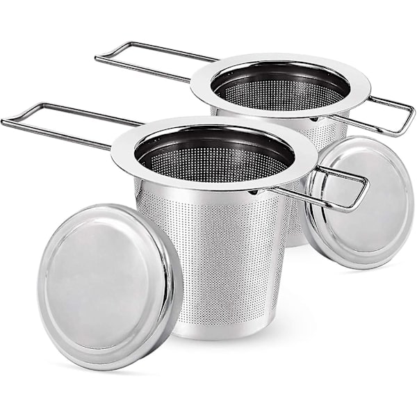 2-pack tesil, te-filter och lock/droppbricka, 304 rostfritt stål