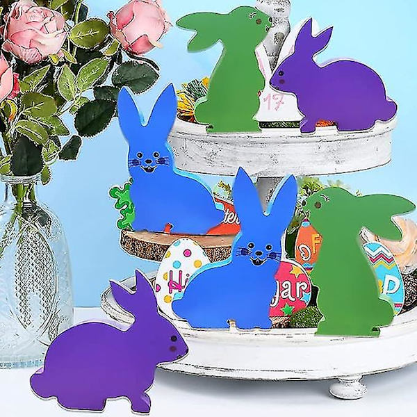 3 kpl Pääsiäispupu-koristetta puuleluja（vihreä violetti sininen）
