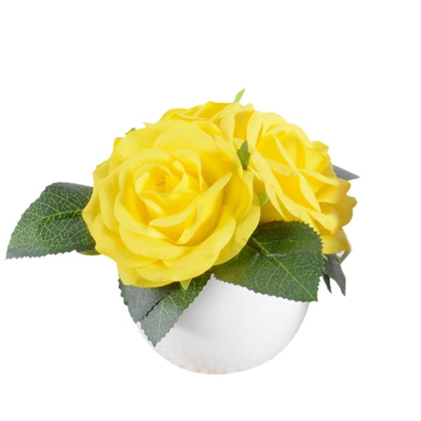 Rosa LED-rose blomsterpottelys for hjemmeinnredning, bordlampe, nattlys（16cm，oransje）