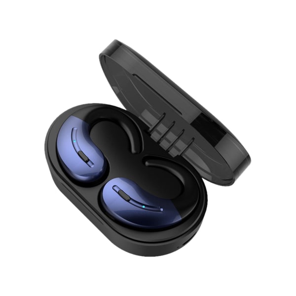 Bluetooth hörlurar Trådlösa hörsnäckor med trådlöst case, med öronkrokar Headset inbyggd mikrofon för sport, klara samtal, arbete, musik (blå)