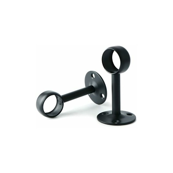 Gardinstångsfäste - Matt svart rostfritt stål garderobsstångsfäste - Diameter 32mm - 2-pack