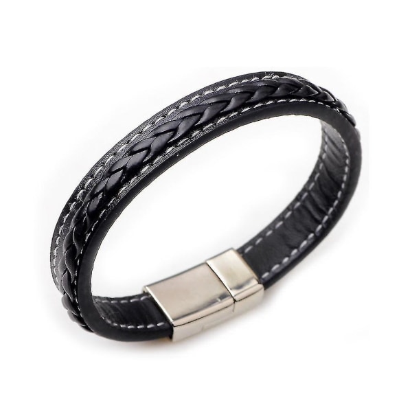 Classic Punk Cowhide Leather Bracelet With Titanium Steel Buckle