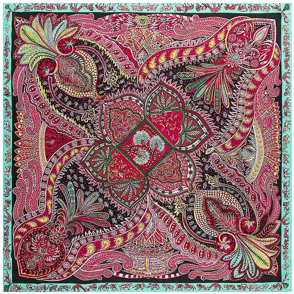 130 cm fashion bandana dam halsduk lyx märke paisley hijab twill silke sjal sjalar för damer foulard fyrkantiga sjalar wraps（130x130cm，D7082）