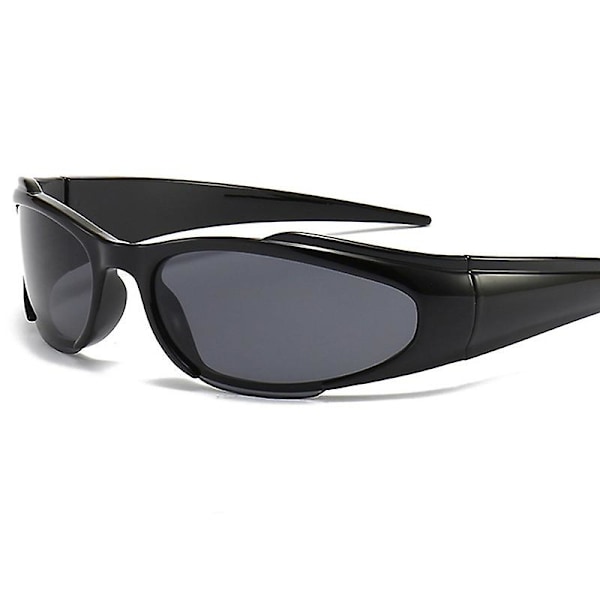 Super Dark Lens Black Sunglasses | Biker Style Rider | Wrap Around Frame