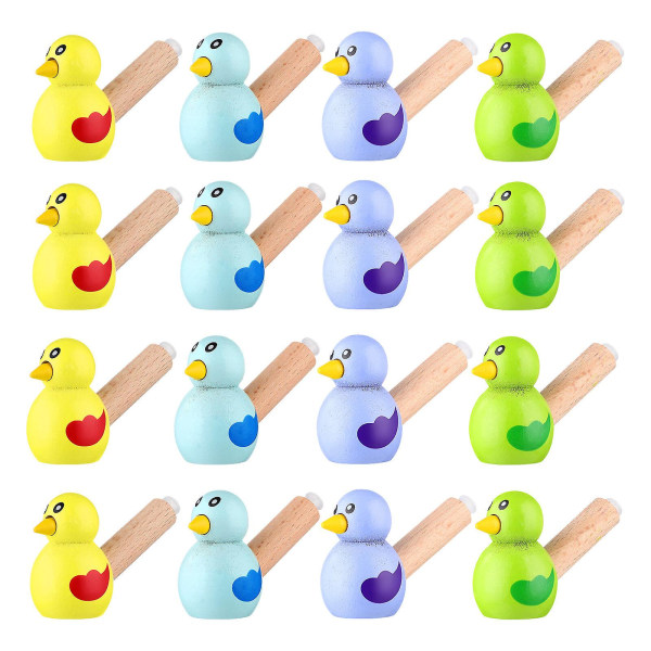 15-delers sett med tegneseriefuglfløyte trefløyte barnefløyte leketøy fugleformet fløyte (tilfeldig farge) som vist på bildet)