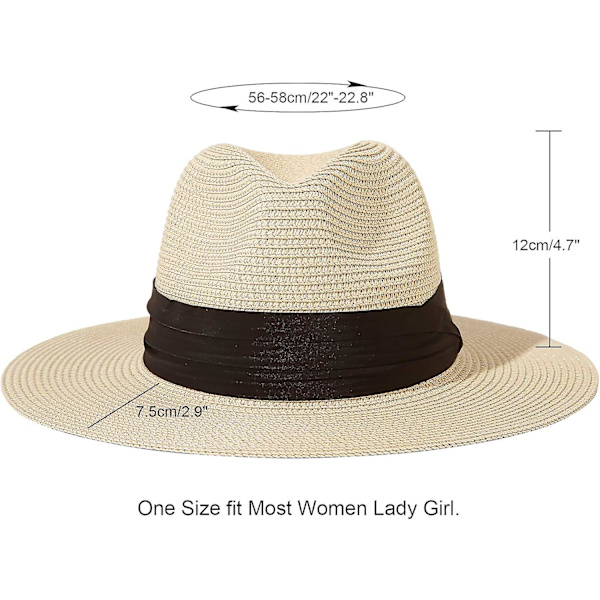 Sol Bred Brätte Halm Fedora Strandhatt Fin Fläta UPF50+ för Både Kvinnor och Män-khaki