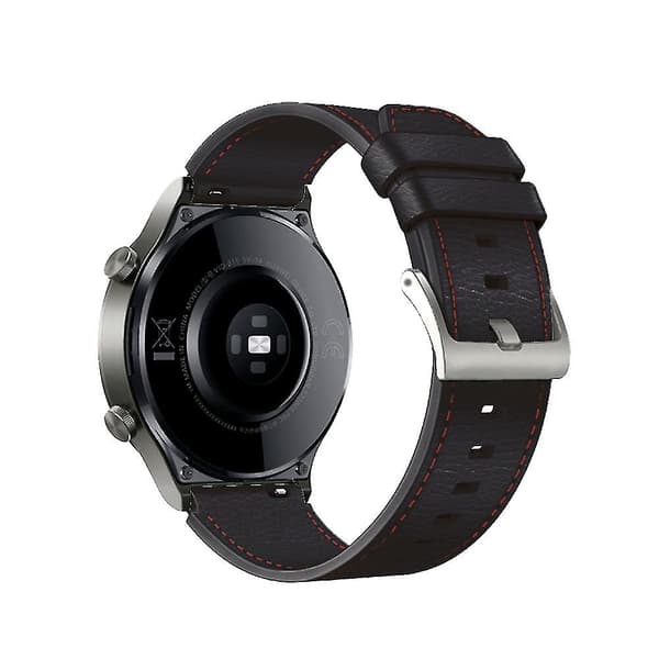Læderrem til Huawei Watch Gt2 Pro（Sort Røde Linjer）