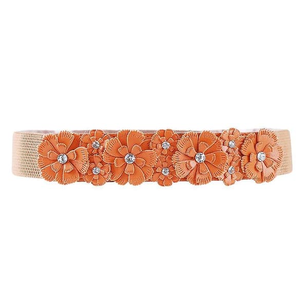 Dammode blomma elastiskt bälte justerbara bälten (Brun)