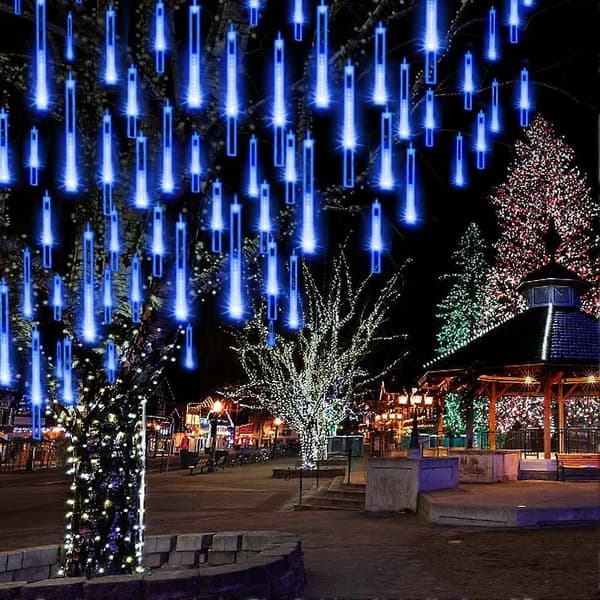 Blå Meteorregn Dråpe Lys 30cm - LED Istapp Garland for Jul Halloween