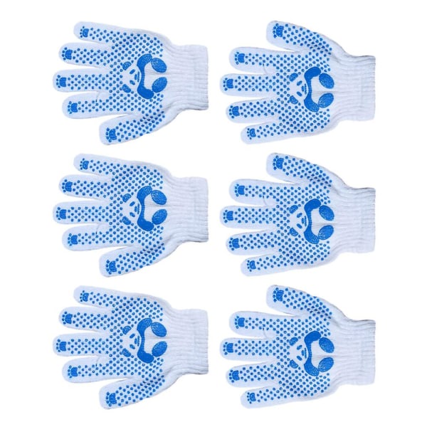 3 par arbejdshandsker i polybomuld til børns beskyttelseshandsker håndbeskyttere (14X12CM, blå)