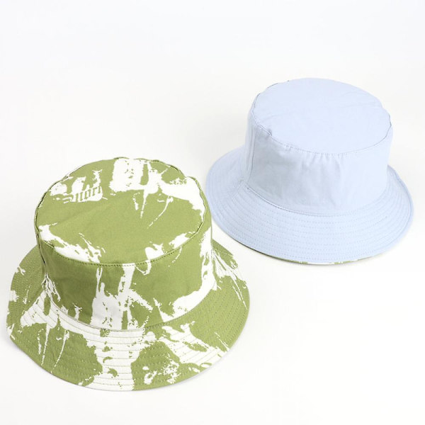 Kvinnors enfärgade hinkhatt sommar strand hinkhatt kvinnor vuxen unisex bomull hatt mors dag present till mamma och fru (grön+ljusblå)