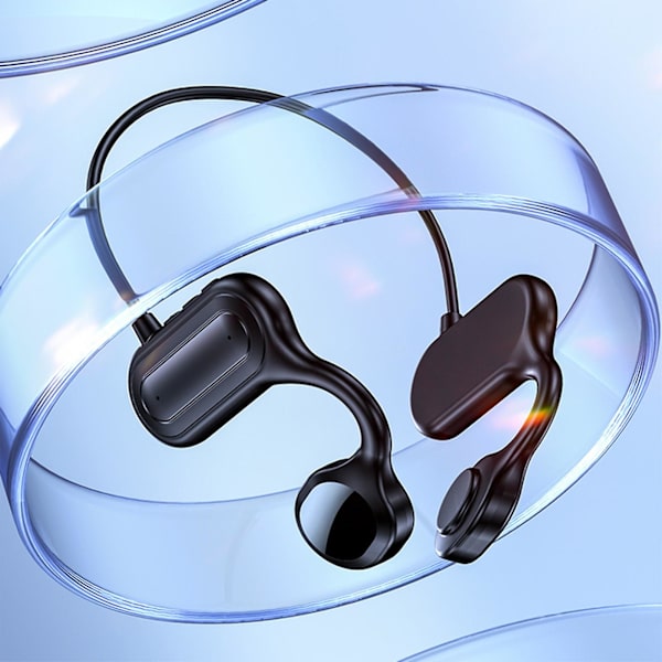 Konduktionshörlurar Bluetooth Stereo Trådlösa Öronproppar Inbyggd Brusreducerande Mikrofon Öppen Öra Sport Hörlurar（Svart）