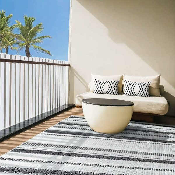 Vattentäta Boho-kuddfodral för utomhusbruk, geometriska örngott för uteplats, trädgård, set med 2, 18x18 tum 12x20 vita