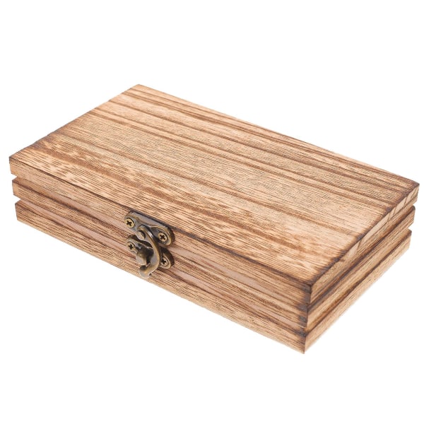 Träask med lock, träglaslåda, smyckeskrin, hantverkssouvenirförvaringslåda i trä (14,5X9cm, ljusbrun)