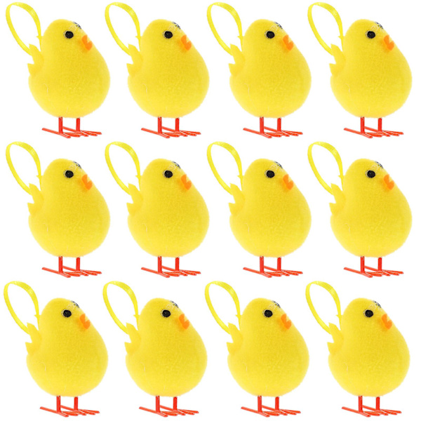 12-pakkaus pääsiäiskoristeita ripustettavia pehmotipuja koristeita söpö tipu riipus koristeita (5X3X3CM, kuten kuvassa näkyy)