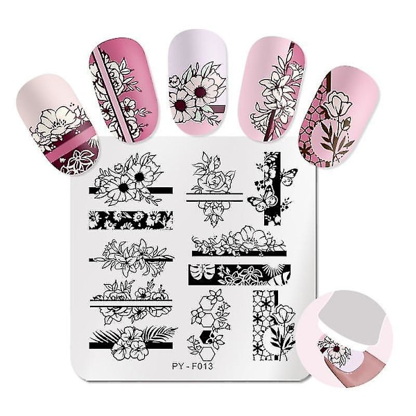 48 Marmor Blomster Blade Geometrisk Design Negle Stempel Plader Stencil
