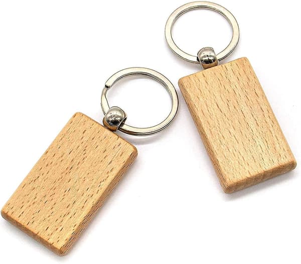 10 st rektangulära nyckelbrickor, träbricka nyckelring, dekorativ tom nyckelring
