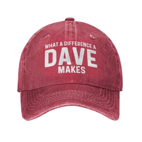 Hvad en forskel en Dave gør hat til mænd Dad Hat med design hatte Baseball Cap（Rød）