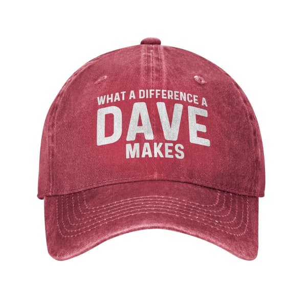 What A Difference A Dave Makes Hat for Men Dad Hat with Design Hats Baseball Cap（Red）