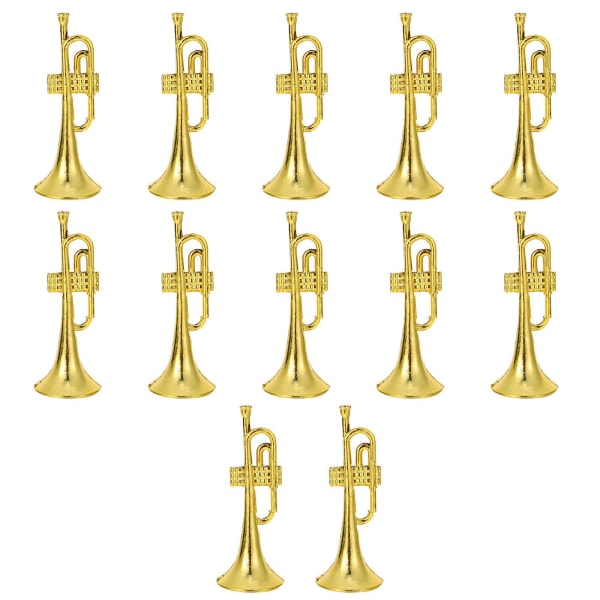 12 stycken musikinstrument modell girland Gör-det-själv-tillbehör miniatyr dekorativ modell (12X4.5X4.5CM, guld)