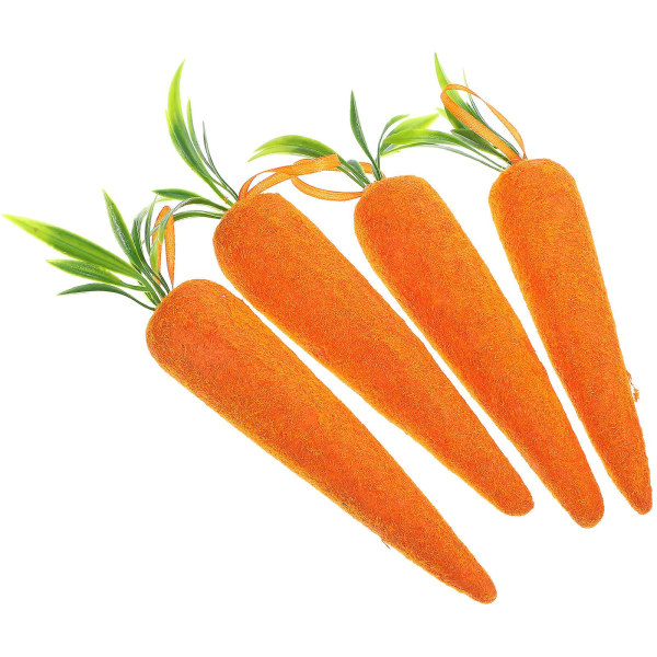 4-pack påskmorots hängande prydnader skum konstgjorda morötter påskkorg träddekorationer påskträdsprydnader (14,50X3,00X3,00CM, orange)