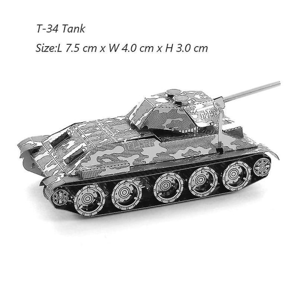 3D metallpuslespill DIY manuell berømt tank militærserie Tiger Tanks T-34 Js-2 M1a1 tankmodell montere puslespill (T-34 tank)