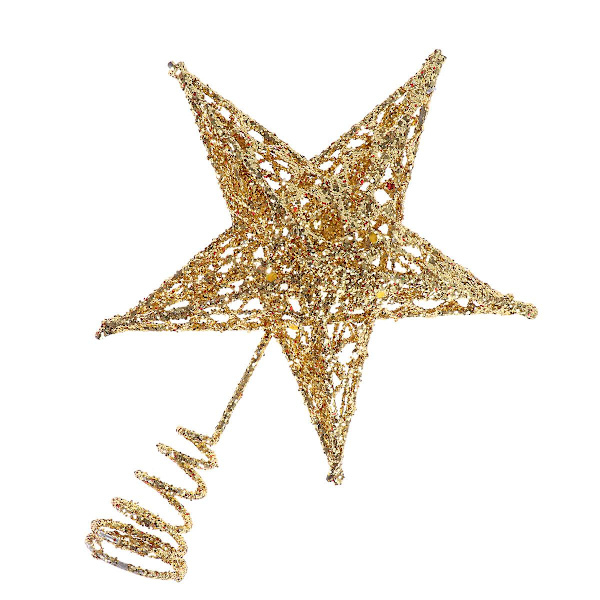 15cm Stjerne Topp 5 Spiss Glitter Topp Glitrende Juletre Ornament for Hjemmefest (Gull) (12cm, Gull)