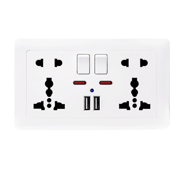 Kaksoisseinämäinen pistorasia Universaali 5-reikäinen 13a Kaksi USB-laturiporttia Pistorasia (A, Kulta)