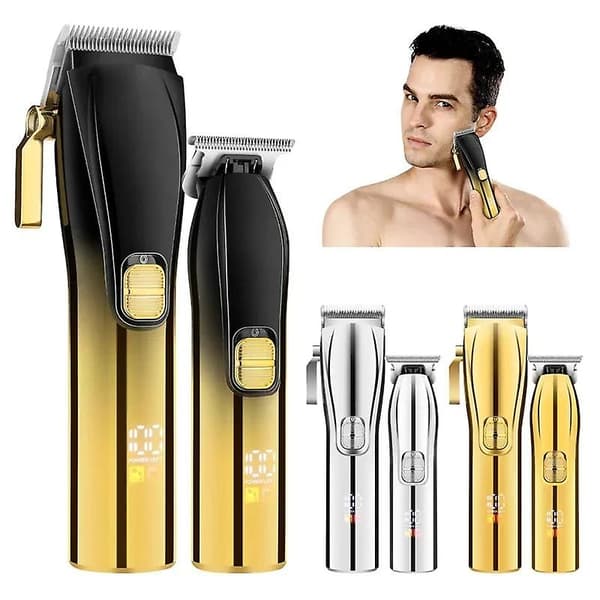 Professionell LCD-hårtrimmer för män (Silver)
