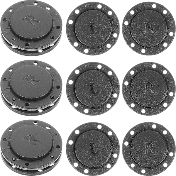 Par magnetiske knappe frakkeknapper Usynlige trykknapper Diy sytilbehør (sort, diameter 2,6 cm) (2,6x0,2 cm, sort)