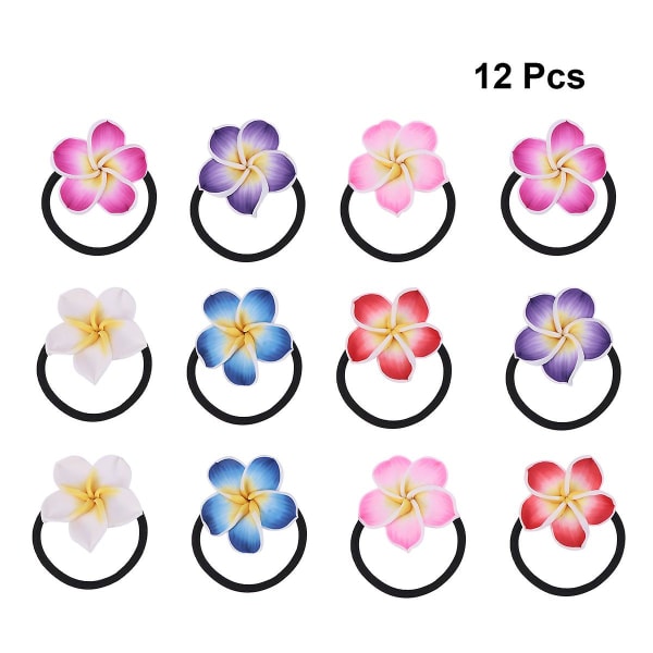 12 st blomsterdiadem söta vackra unika tyg plumeria blomma hårklämmor dekoration flickor damer fest (som bild visas)