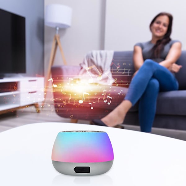 Bluetooth-högtalare, färgglatt skrivbordsvinglas, bärbar RGB-röstsamtal, smarta hem-apparater (silver)