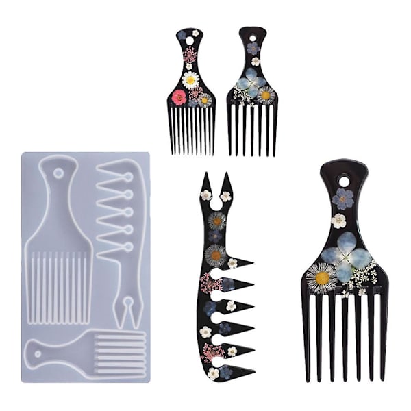 1 st Barber Comb Mold Resin Comb Die Set Comb Resin Craft Mold (21.4X12cm, Vit)
