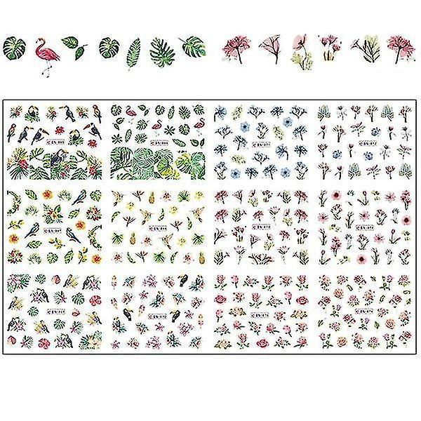 BN865 876 12 st Nail Art Slider överföringsvatten dekaler svart geometriska bokstäver nagel