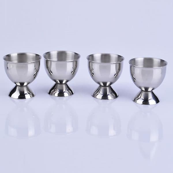 Äggkoppshållare set i rostfritt stål Äggbricka Köksredskap 4 st, silver)